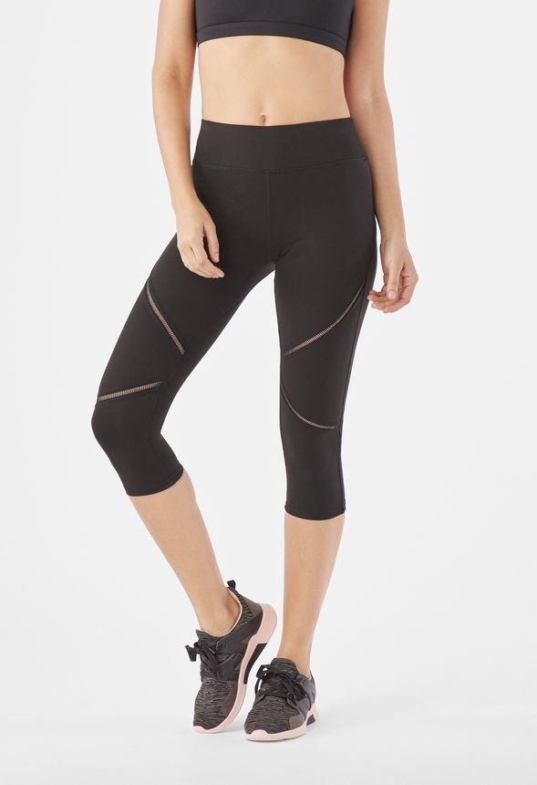 Trim Inset Active Capri Leggings in Black Get great deals at JustFab