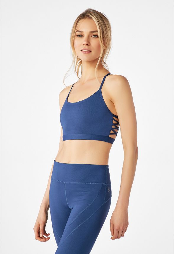 Side Strap Sports Bra In New Blue Get Great Deals At Ju