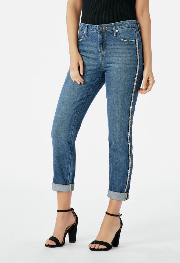 side embellished jeans