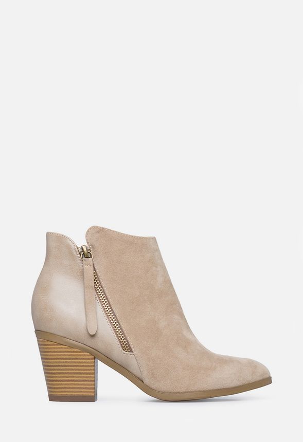 taupe block heel booties