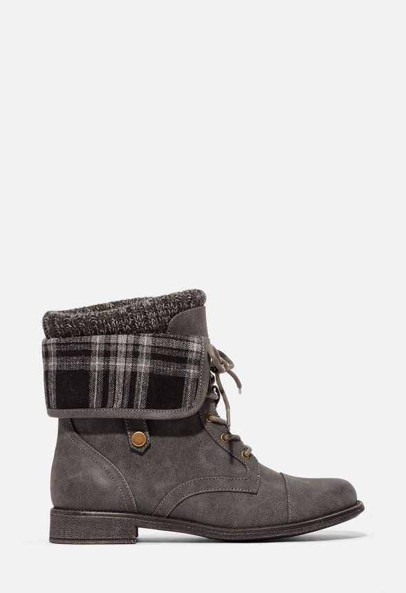 justfab plaid boots