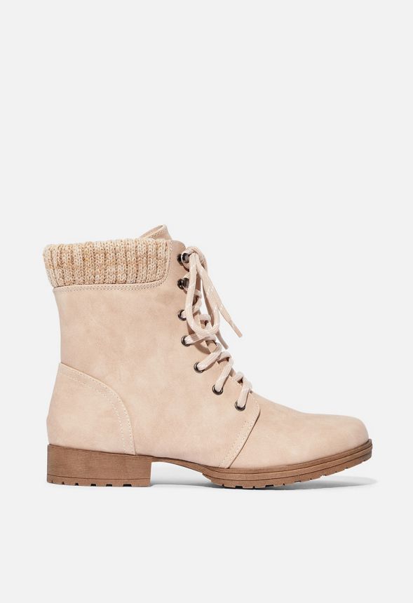 Nyaling Sweater Cuff Lace-Up Boot in 
