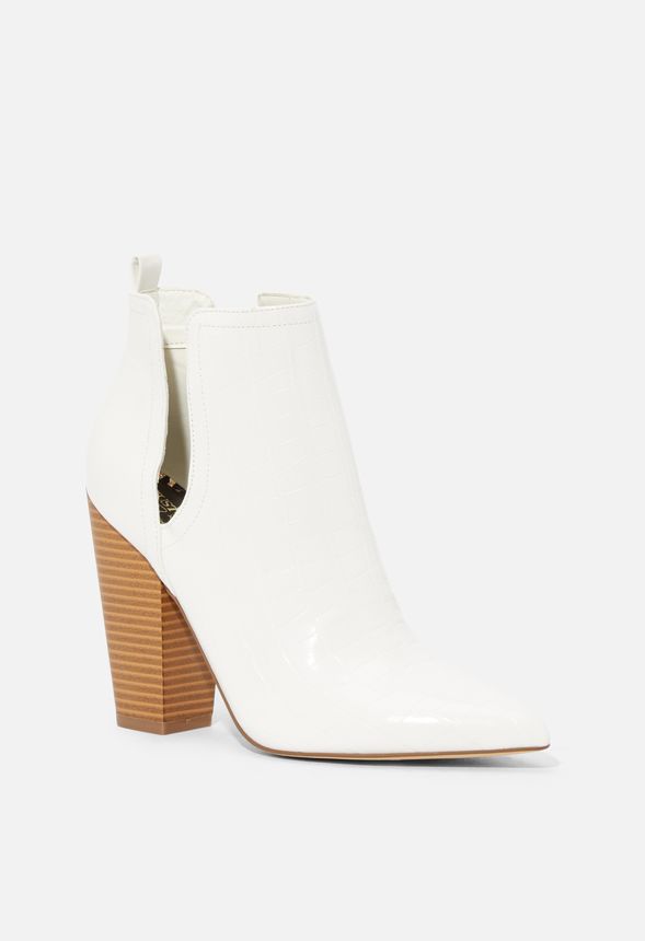 white cut out booties