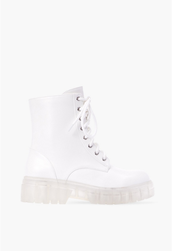 Lace-Up Bootie in White - Get deals at JustFab