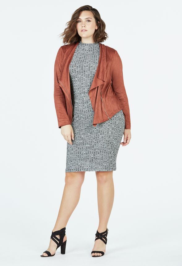 Faux Suede Draped Front Jacket in terracotta Get great deals at JustFab