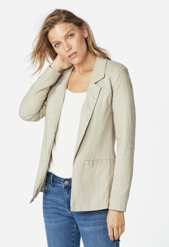 Linen Blazer in Taupe Get great deals at JustFab