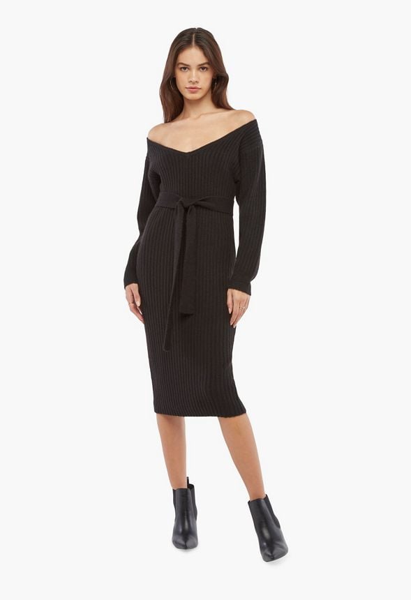 plus size off the shoulder sweater dress