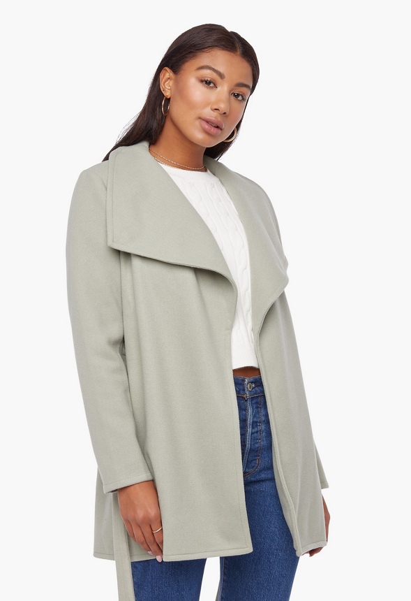 Drape Front Wrap Double Knit Jacket Clothing in Seagrass Green - Get great  deals at JustFab