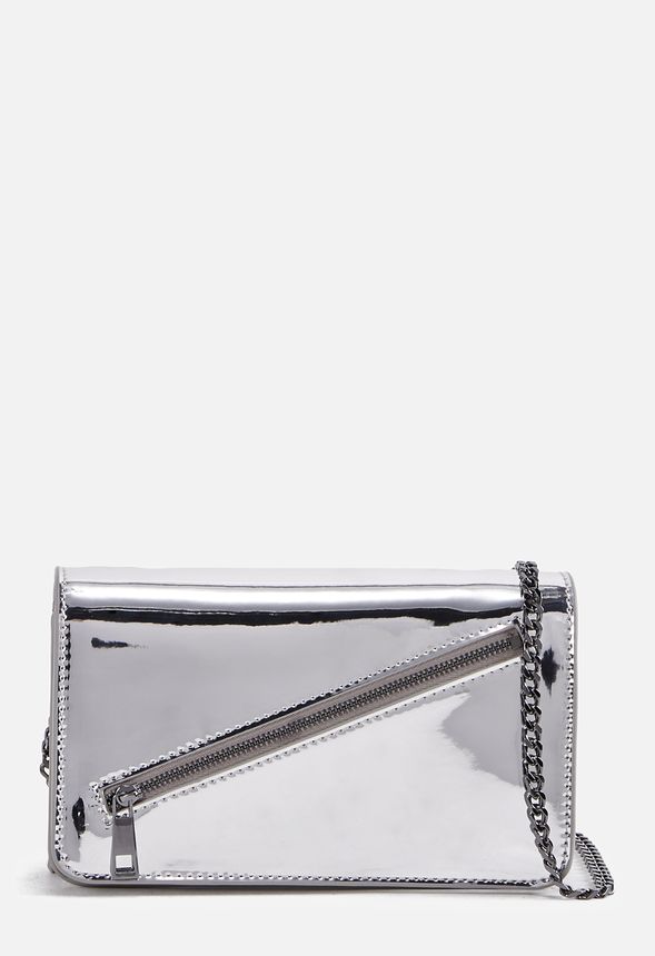 silver metallic crossbody bag