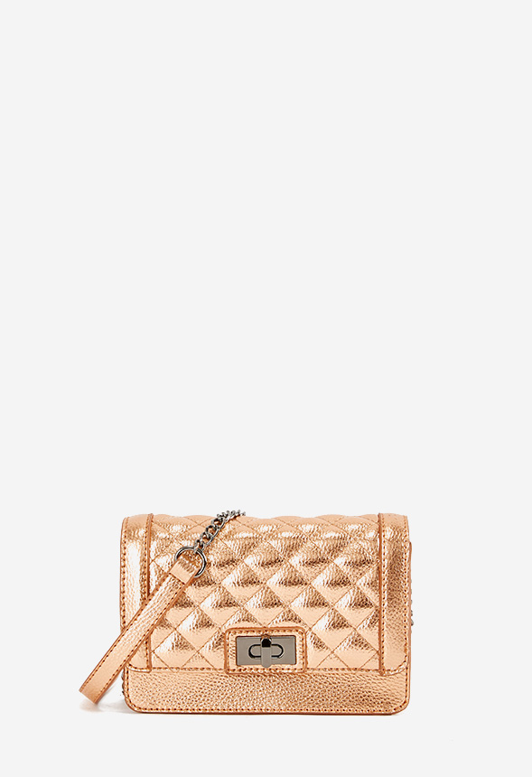 rose gold quilted bag