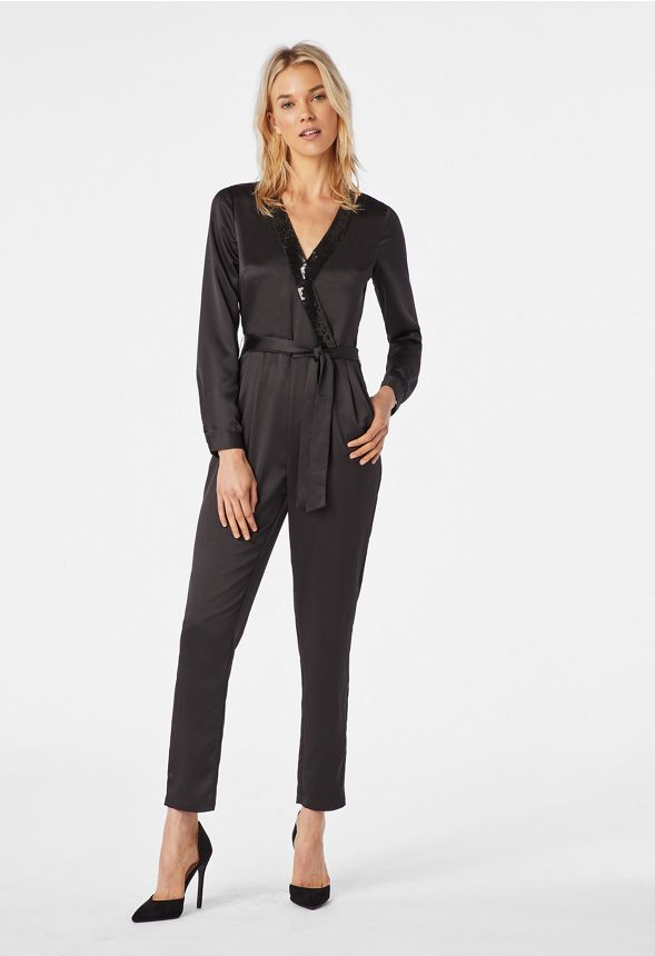 sequin wrap jumpsuit