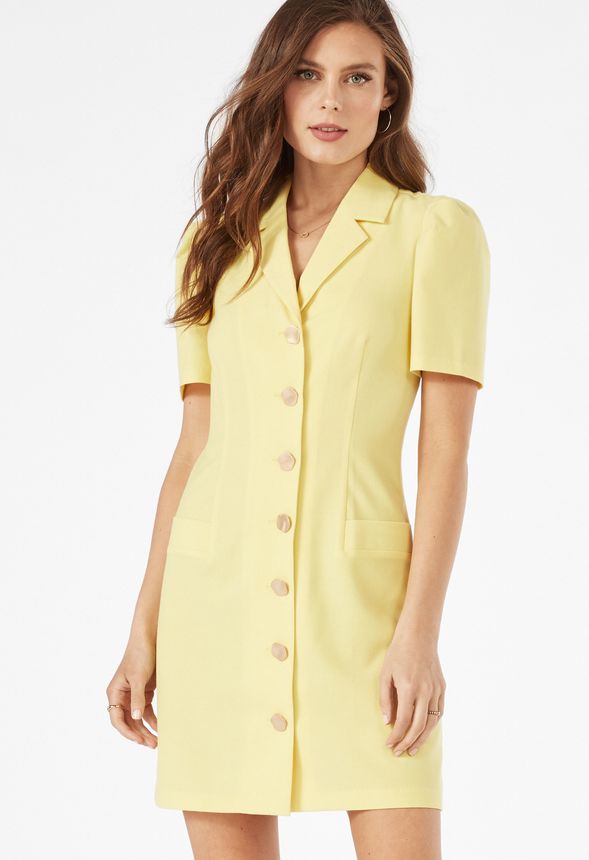 yellow dress with blazer