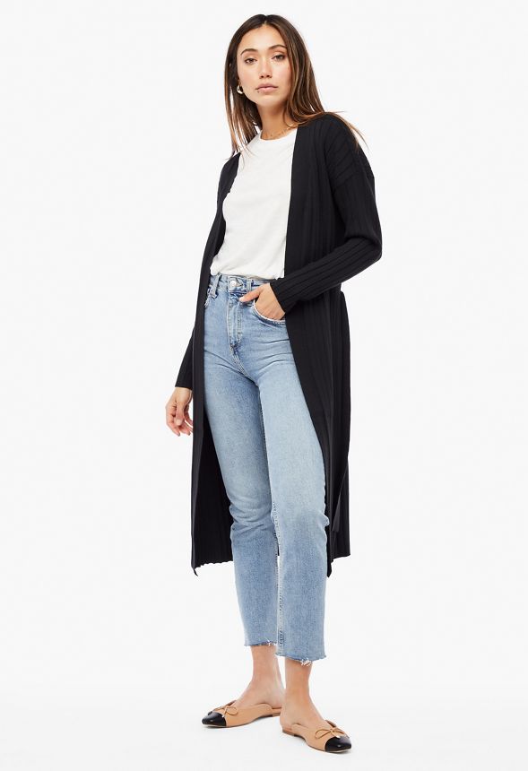 Long Line Sweater Cardigan Clothing in Black Get at JustFab