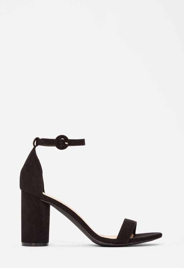Jacey Cylinder Heeled Sandal in Black 