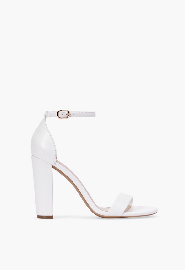 Lorelai Block Heeled Sandal in White 