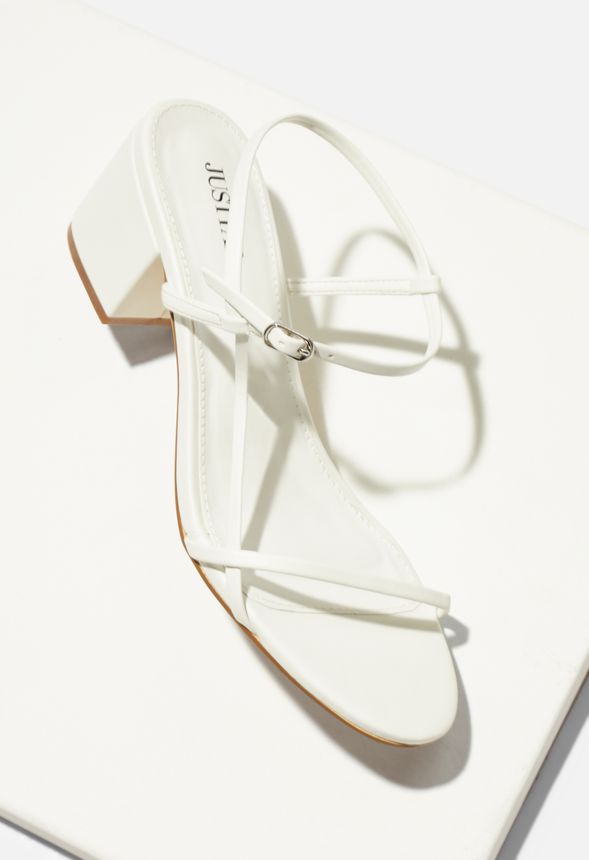 Elexi Strappy Heeled Sandal in White 