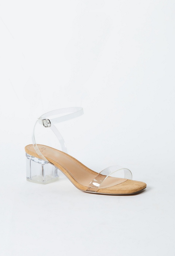 Dwell skør Conform Chloe Clear Heeled Sandal in Clear - Get great deals at JustFab