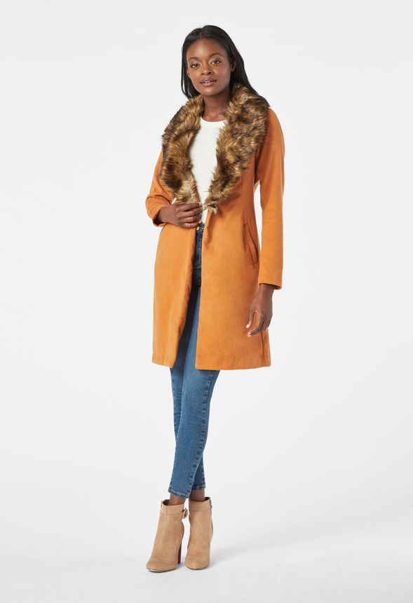 faux fur trim coat