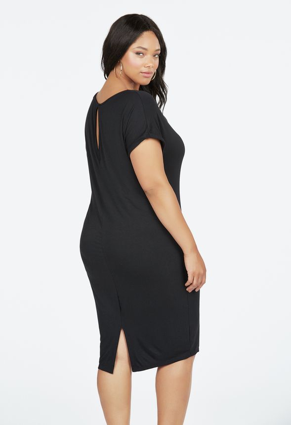 Knit TShirt Dress in Black Get great deals at JustFab