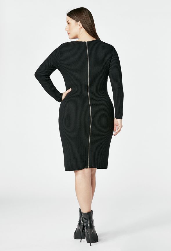 Zip Back Ribbed Dress in Zip Back Ribbed Dress Get great deals at JustFab