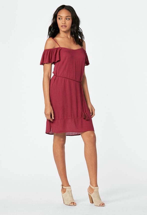 spaghetti strap cold shoulder dress