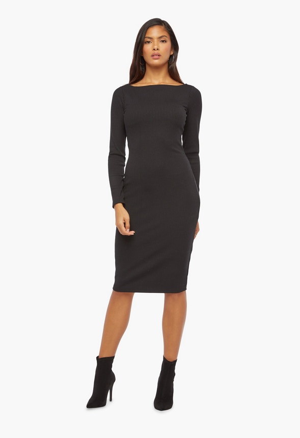 midi black knit dress