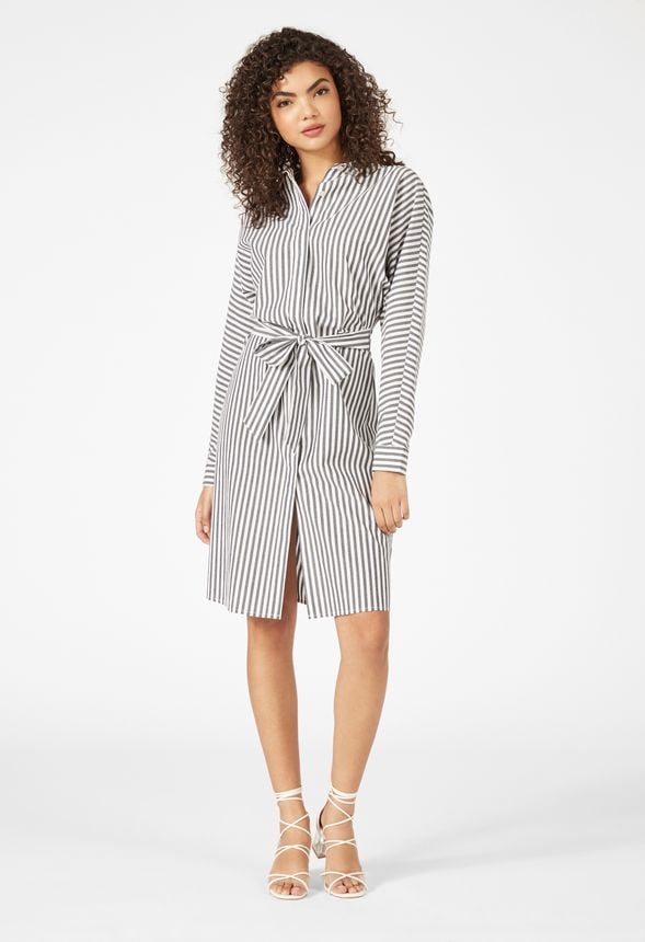 shirt dress black and white striped