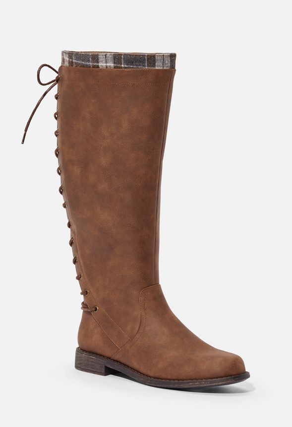 lace up back brown boots