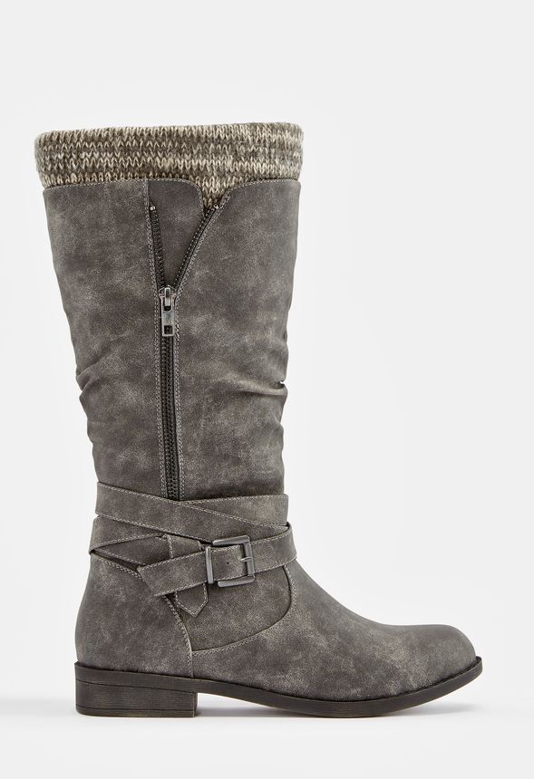 grey sweater cuff boots