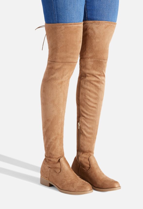 tan thigh high boots wide calf