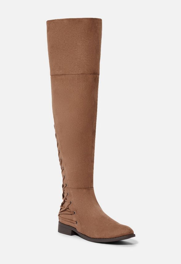 lace up back brown boots