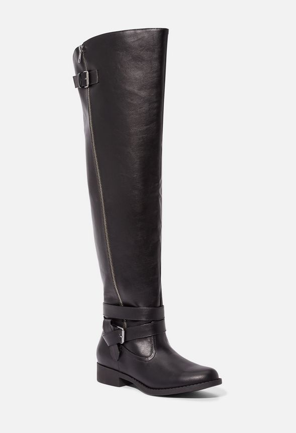 flat black leather boots