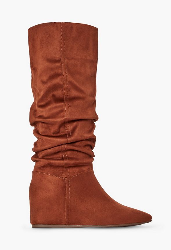 cognac scrunch boots