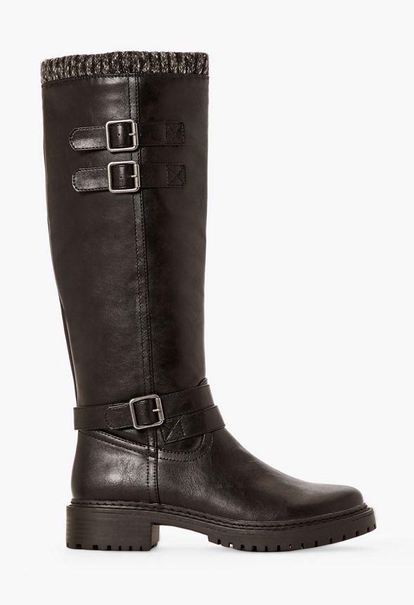 tall black buckle boots