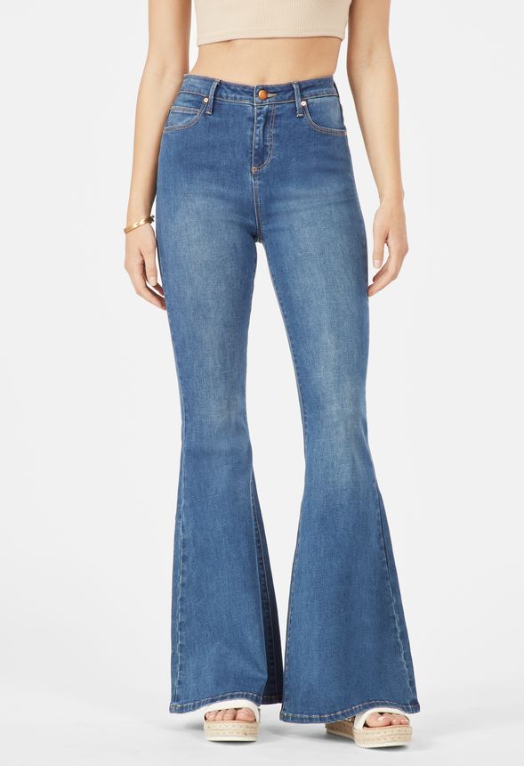 super high waisted flare jeans