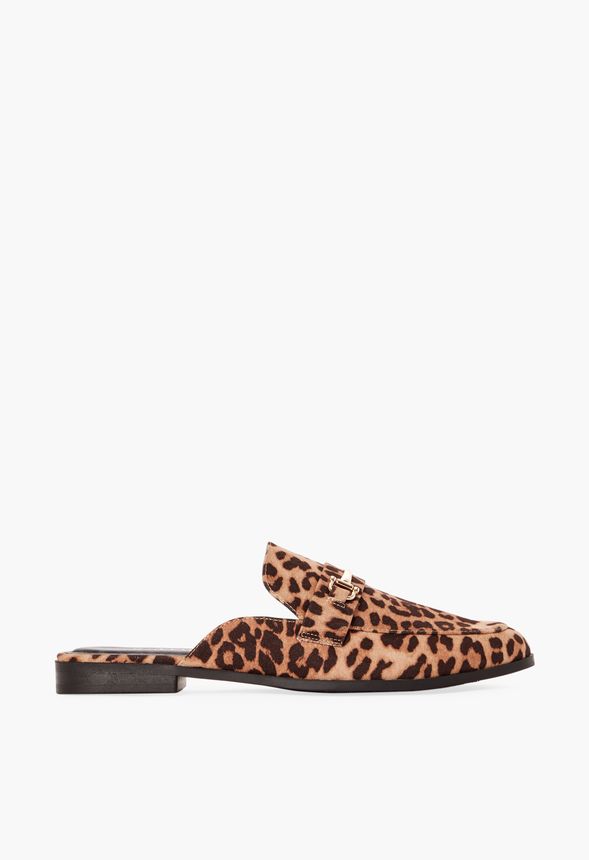 leopard loafer mule
