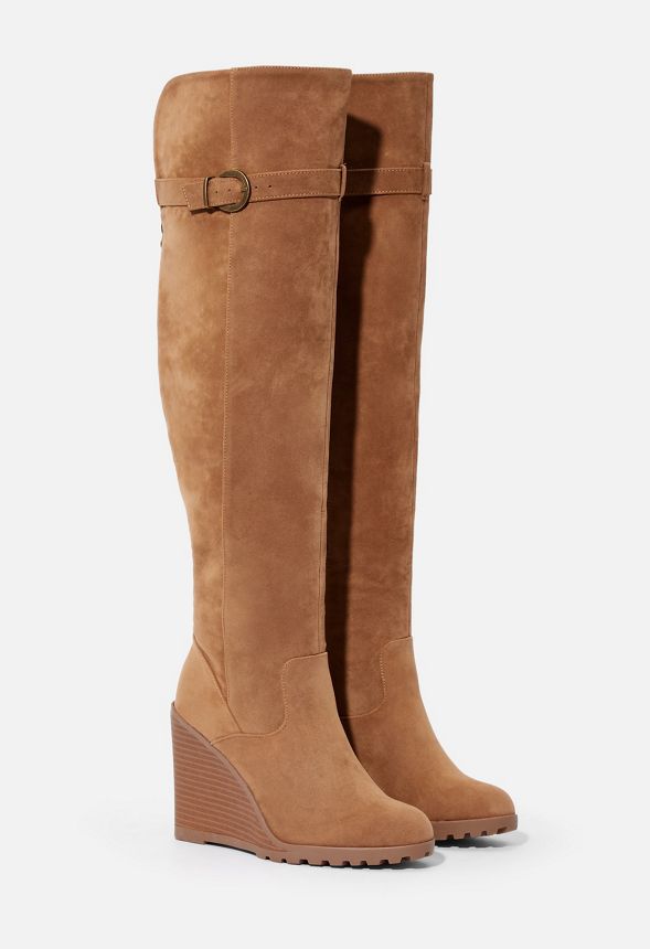 wedge camel boots