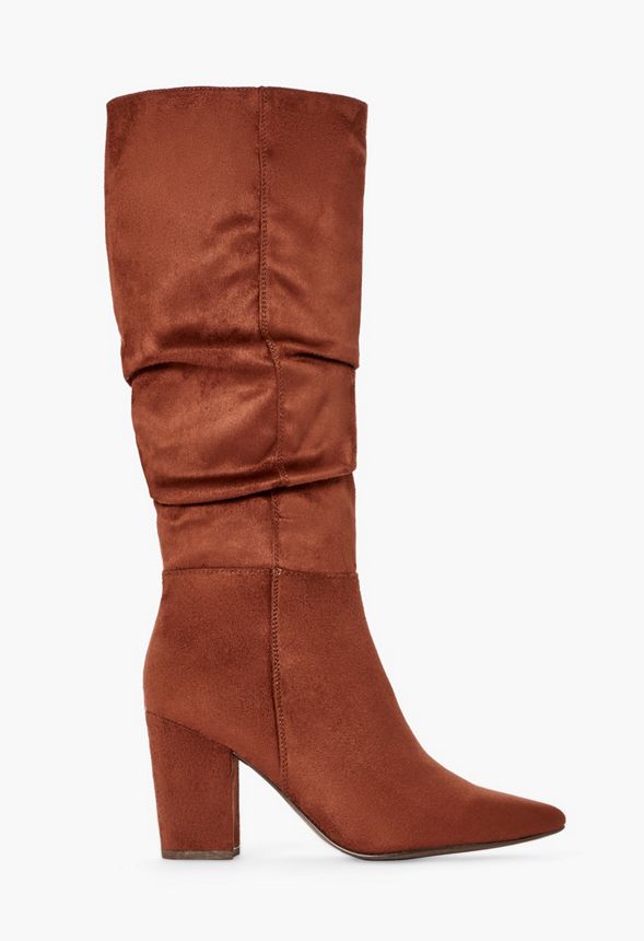 Hudson Slouchy Heeled Boot in WHISKEY 