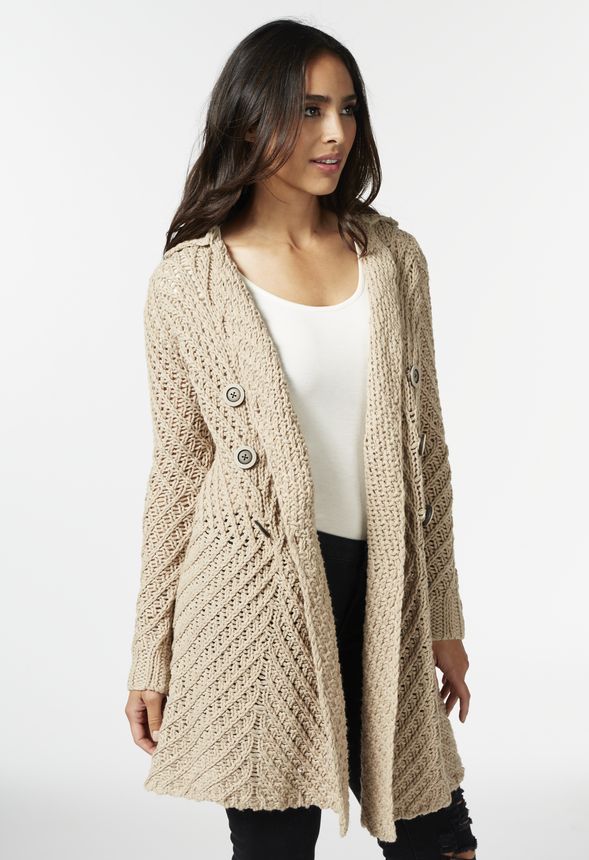 Sweater Trench in Natural Get great deals at JustFab