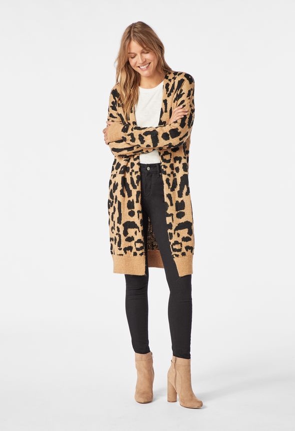 leopard print long sweater