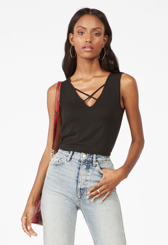 bunker sector repetitie Criss Cross Front Tank Top in Black - Get great deals at JustFab