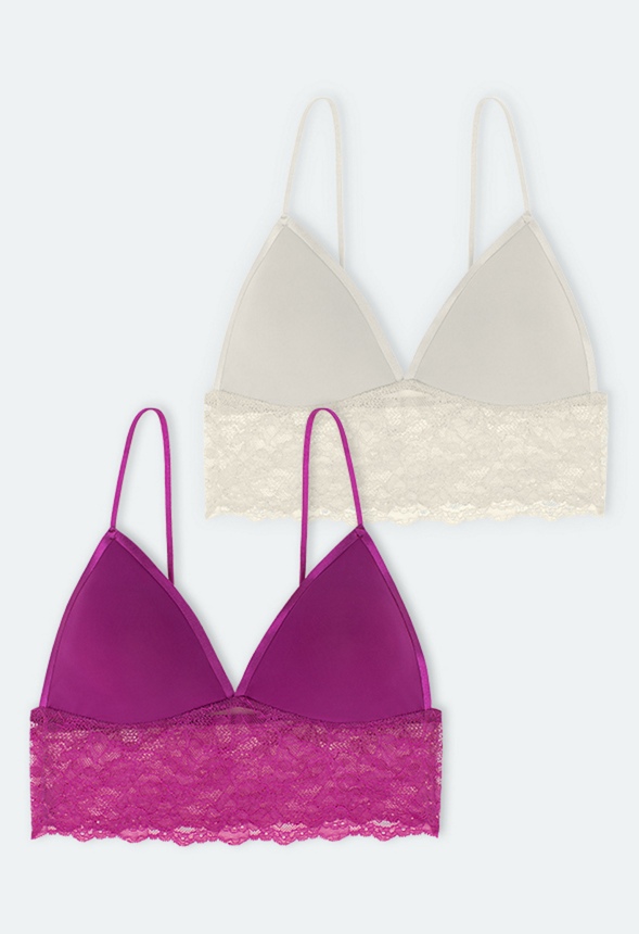 Crystal Bralette (Two-Pack) Clothing in Purple/Ivory - Get great deals ...