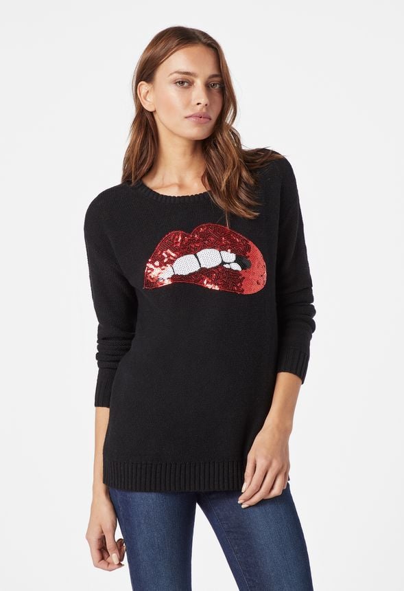 sequin lips sweater