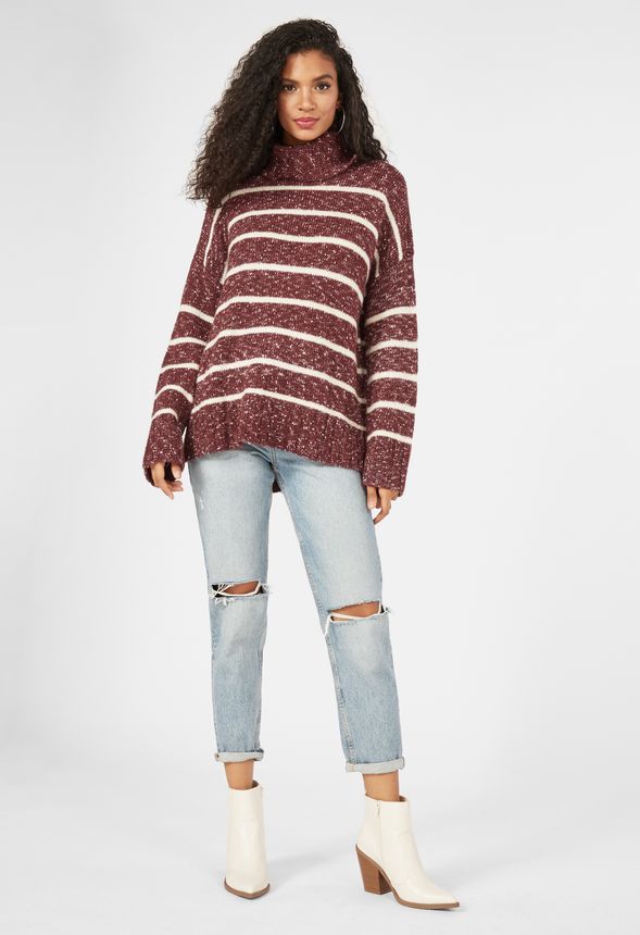 striped turtleneck tunic