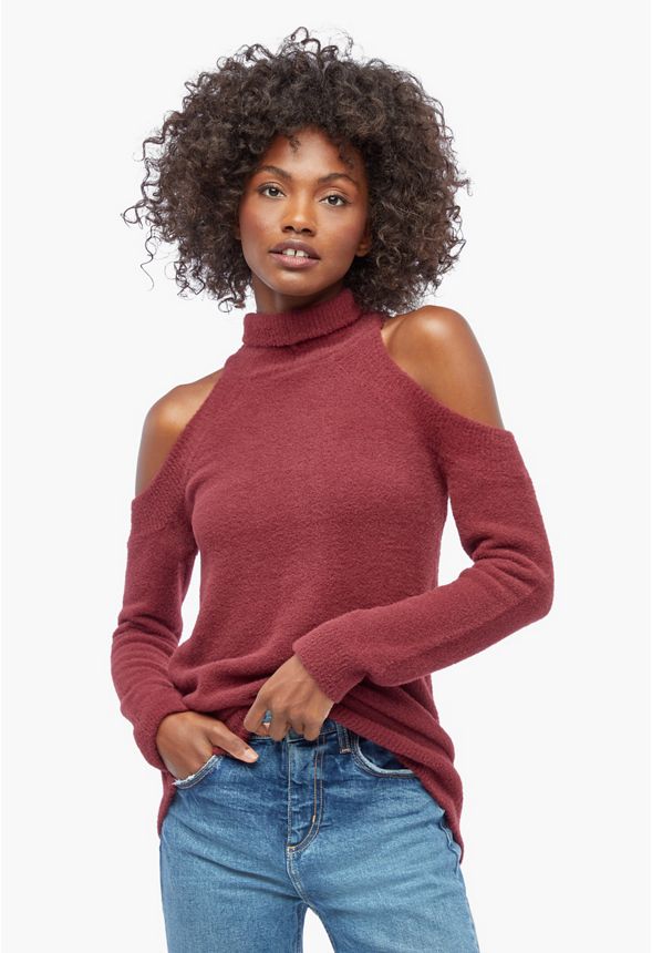 Cold Shoulder Sweater Plus Size in Red - Get deals at JustFab