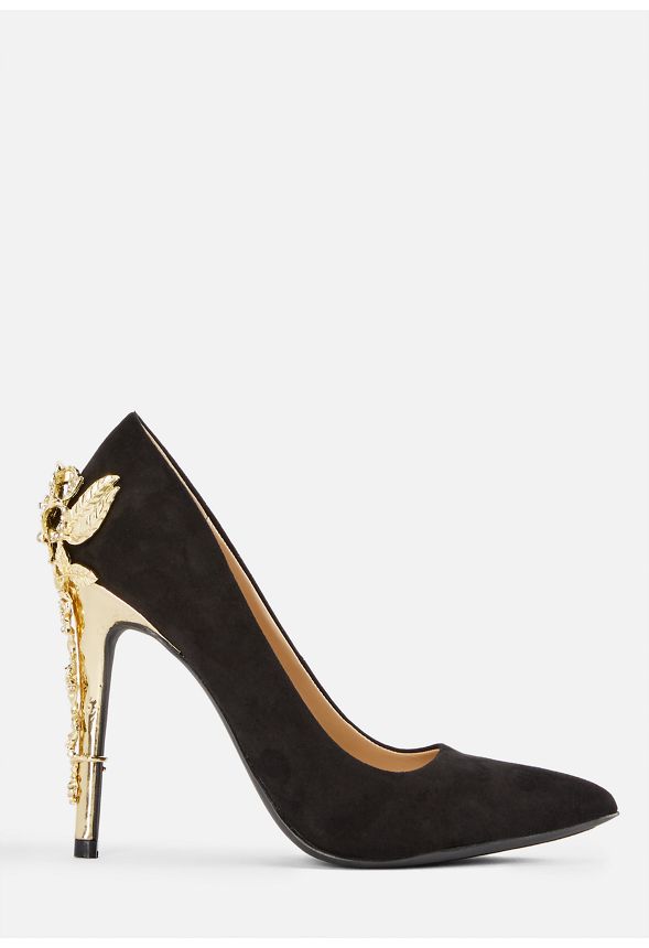 justfab black and gold heels
