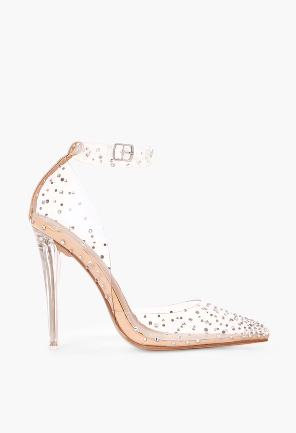 clear embellished heels