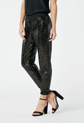 sequin joggers outfit