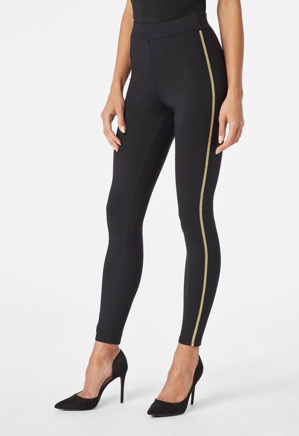 black pants with gold stripe