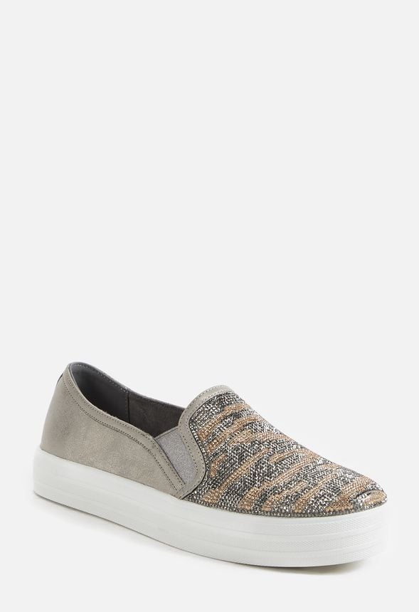 Skechers Double Up Natural Sneaker in Black Tiger - Get great deals at JustFab